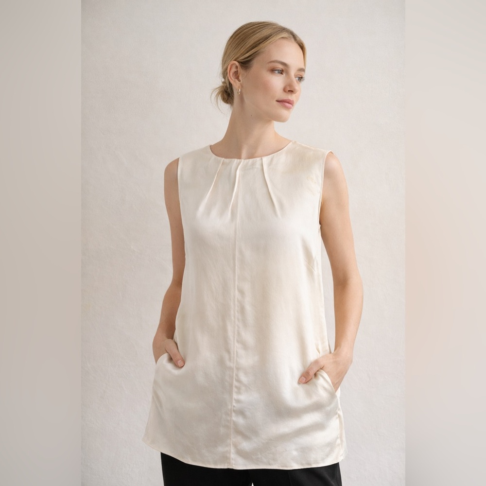 Dolce & Gabbana Cream Sleeveless Silk Tunic